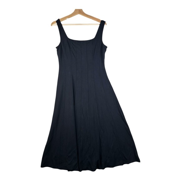 Loft Ribbed A Line Midi Dress size 4 Black - Picture 4 of 7